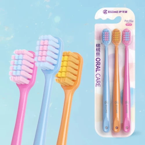 ECOME E905 Ultra-Soft Toothbrush 3-Pack – Deep Cleaning for Sensitive Gums