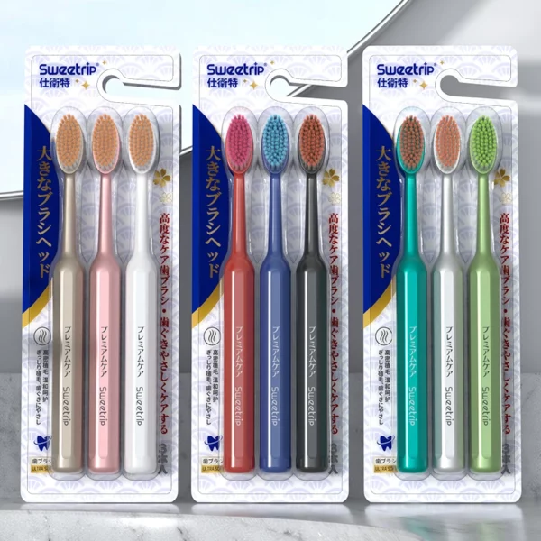 Sweetrip S293 Premium Wide-Head Toothbrush – Ultra-Fine Soft Bristles, 3-Pack