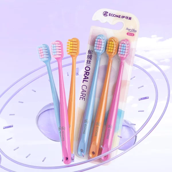 ECOME E905 Ultra-Soft Toothbrush 3-Pack – Deep Cleaning for Sensitive Gums