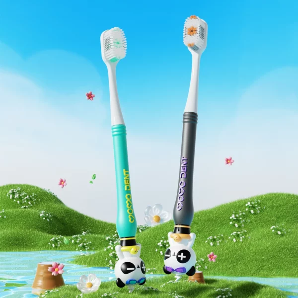 MOMODENT TY520 Kids Toothbrush with Ultra-Soft Bristles and Panda-Themed Design – 2-Pack