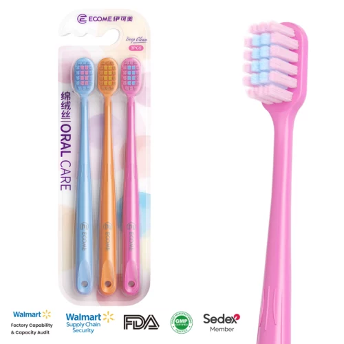ECOME E905 Ultra-Soft Toothbrush 3-Pack – Deep Cleaning for Sensitive Gums