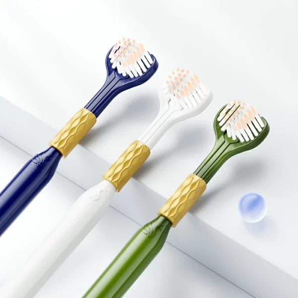 3-Sided Ultra-Soft PBT Toothbrush – BPA-Free, Triple-Head (6-Pack)