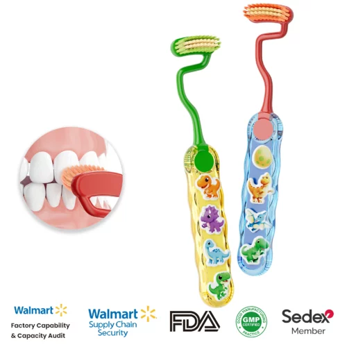 T-Shaped Kids Toothbrush with Wide Head – Ultra-Soft PBT Bristles